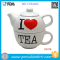 Novelty Tea Pot Painted I Love Tea Ceramic Tea Pot